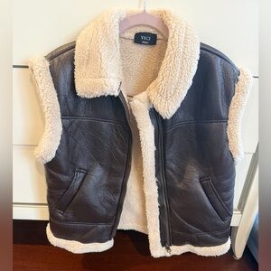 Vici Brown and Cream Shearling Vest